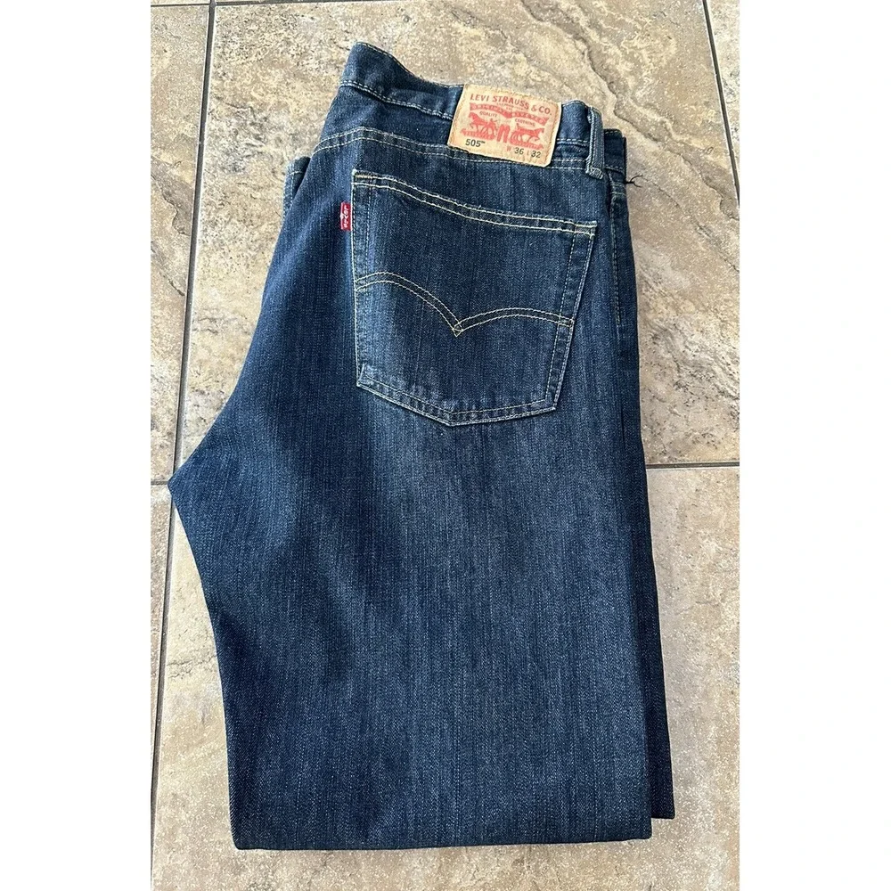 Levis Jeans 505 Waterless Men 36x32 Blue Straight Leg Casual Classic Fit 36X31